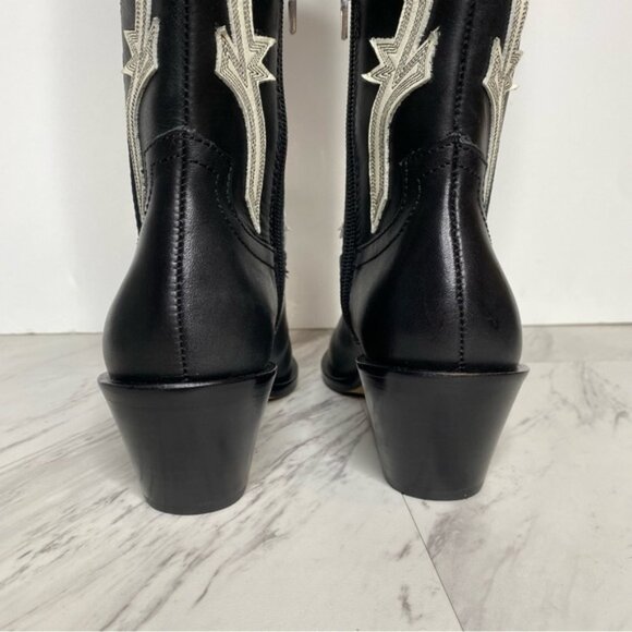 New! Dolce Vita Samare Black White Leather Tall Western Boot 5 - Picture 4 of 15